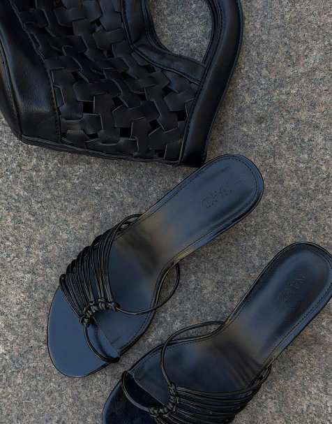 NA-KD Strappy details mules in black - view 1