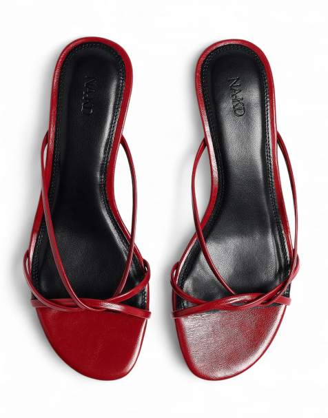 NA-KD Strappy kitten heels in red - view 1