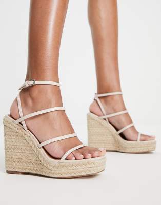 NA-KD strappy wedge heels in beige