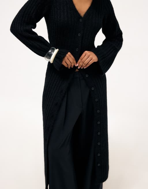 NA-KD Strick-Maxikleid aus Wollmix in Schwarz, 3 von 5