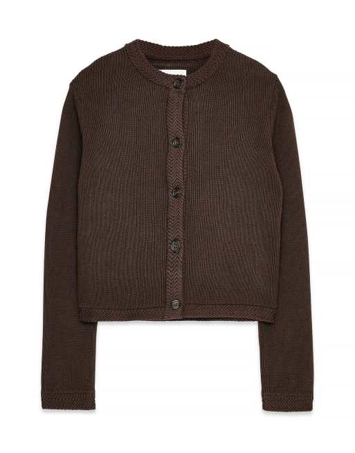 NA-KD Strickjacke mit Rundhalsausschnitt in Dunkelbraun, 5 von 5