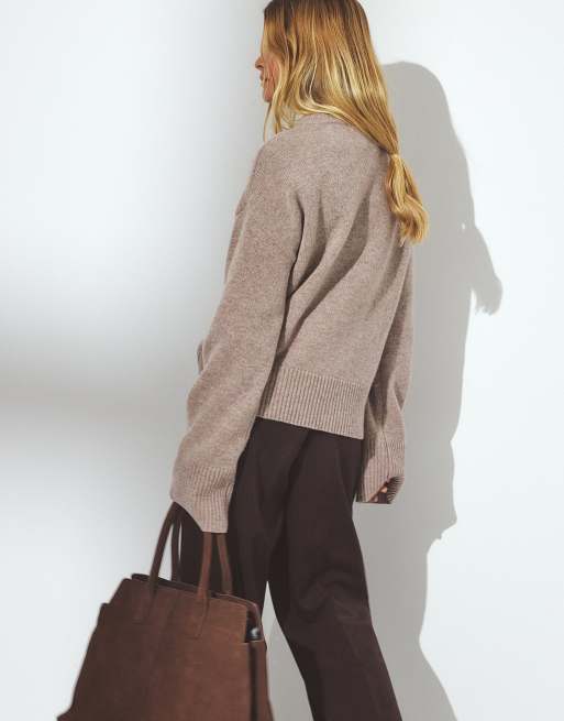 NA-KD Strickpullover aus Wolle in Beige, 2 von 5