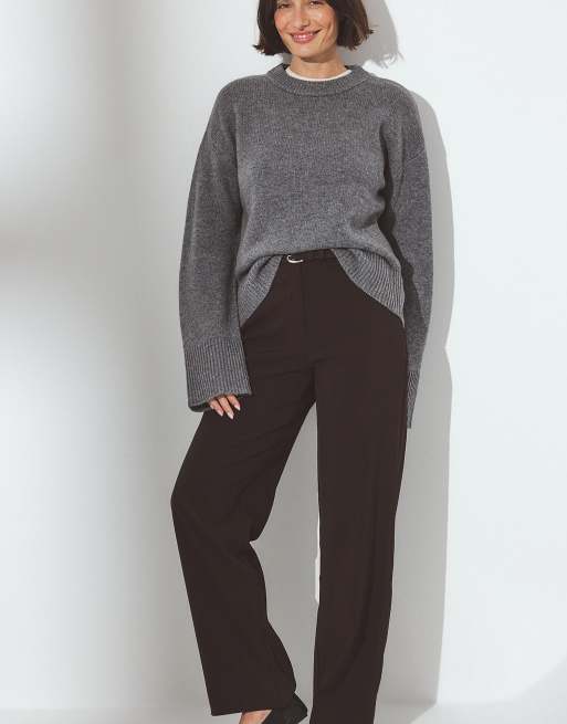 NA-KD Strickpullover aus Wolle in Dunkelgrau, 3 von 5