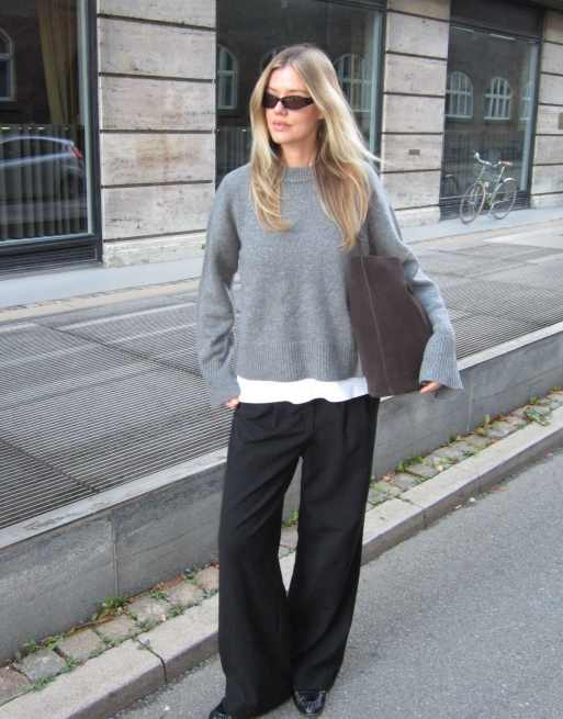 NA-KD Strickpullover aus Wolle in Dunkelgrau, 5 von 5