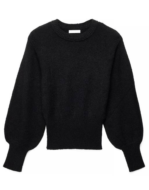 NA-KD Strickpullover aus Wollmix mit Ballonärmeln in Schwarz, 4 von 5