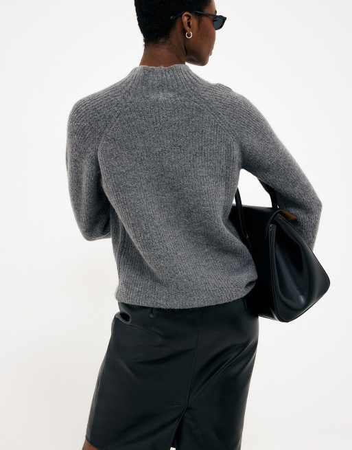 NA-KD Strickpullover mit Rollkragen aus Alpaka-Mix in Grau meliert, 2 von 5