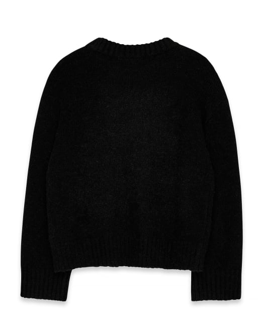 NA-KD Strickpullover mit Rundhalsausschnitt aus Wollmix in Schwarz, 5 von 5