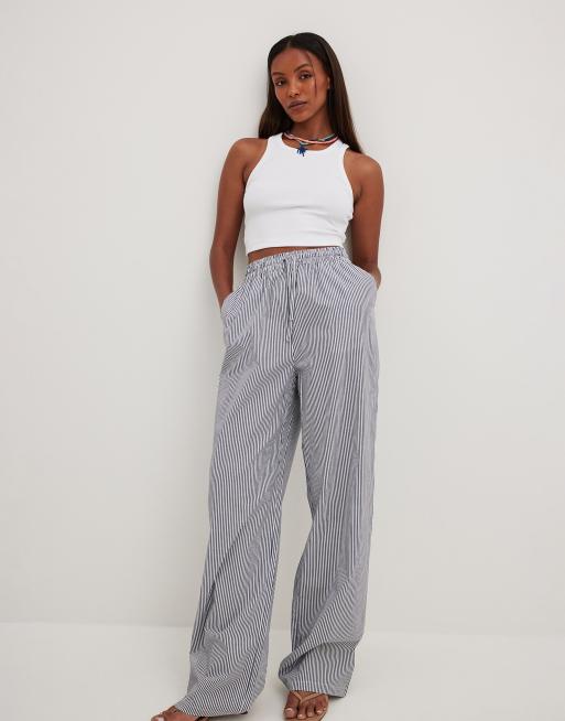 NA KD striped drawstring trousers in navy ASOS