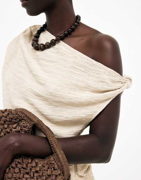 NA-KD Structured draped top in cream - view 1