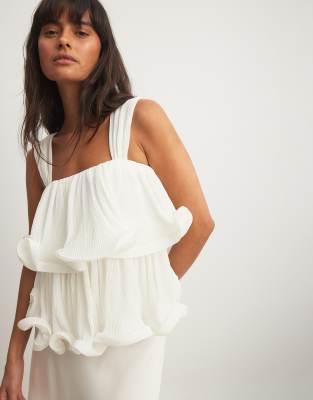 Na-kd Structured Frill Top In White