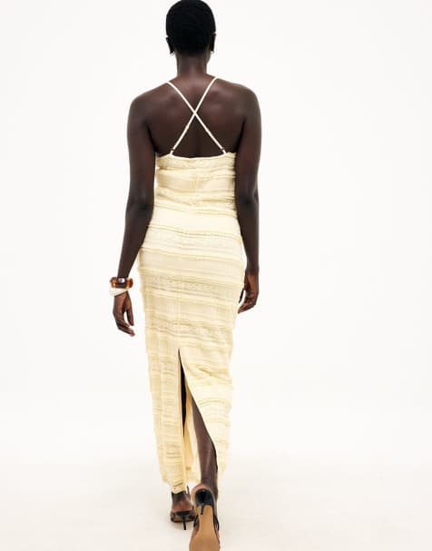NA-KD Structured maxi dress in light yellow