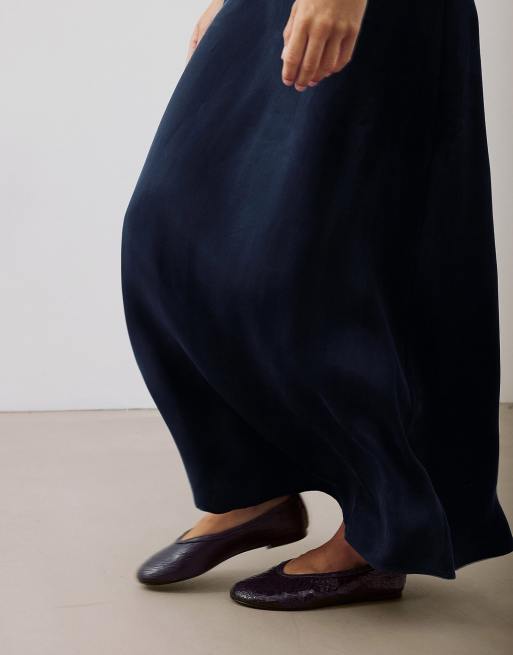 NA-KD strukturierte Leder-Ballerinas in Marineblau, 2 von 4