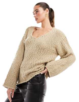 NA-KD - Strukturierter Strickpullover in Beige-Neutral