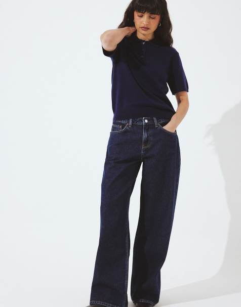 NA-KD - Studio - Jean baggy à taille basse - Bleu foncé - view 1