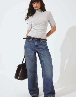 NA-KD - Studio - Jean baggy à taille basse - Bleu moyen 40