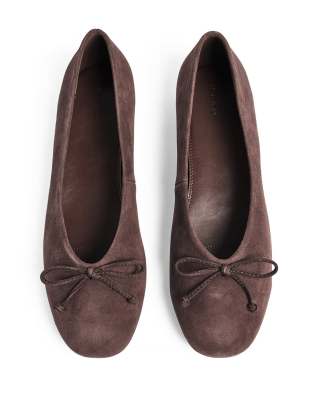  Suede ballerina in dk brown