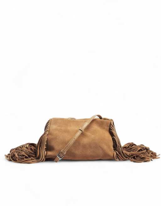NA-KD Suede fringes handbag in tan, 2 of 5