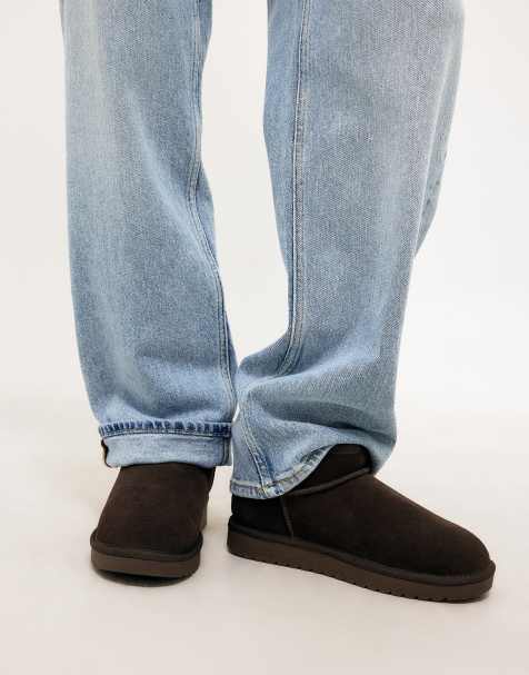 NA-KD Suede fur boots in dark brown - view 1