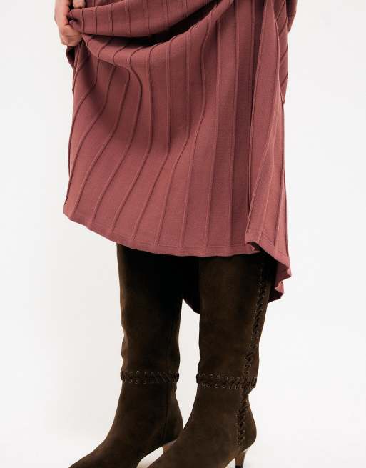 NA-KD Suede knot detail boots in dk brown, 2 of 4