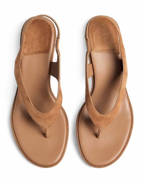 NA-KD Suede slingback heels in tan - view 1
