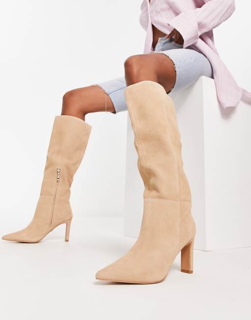 Nude suede over the clearance knee boots