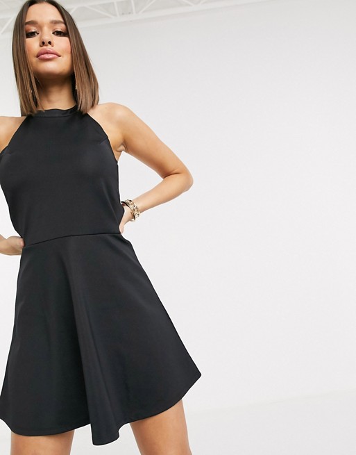 NA-KD sustainable fabric flippy skater dress in black