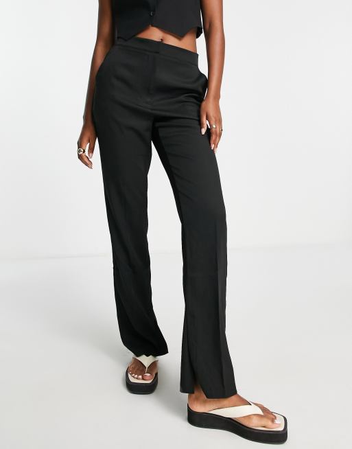 NA-KD – Svarta figursydda byxor i blandmaterial - BLACK