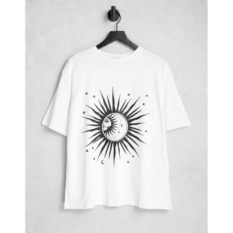 Donna R2ImC NA-KD - T-shirt bianca con stampa con sole e luna