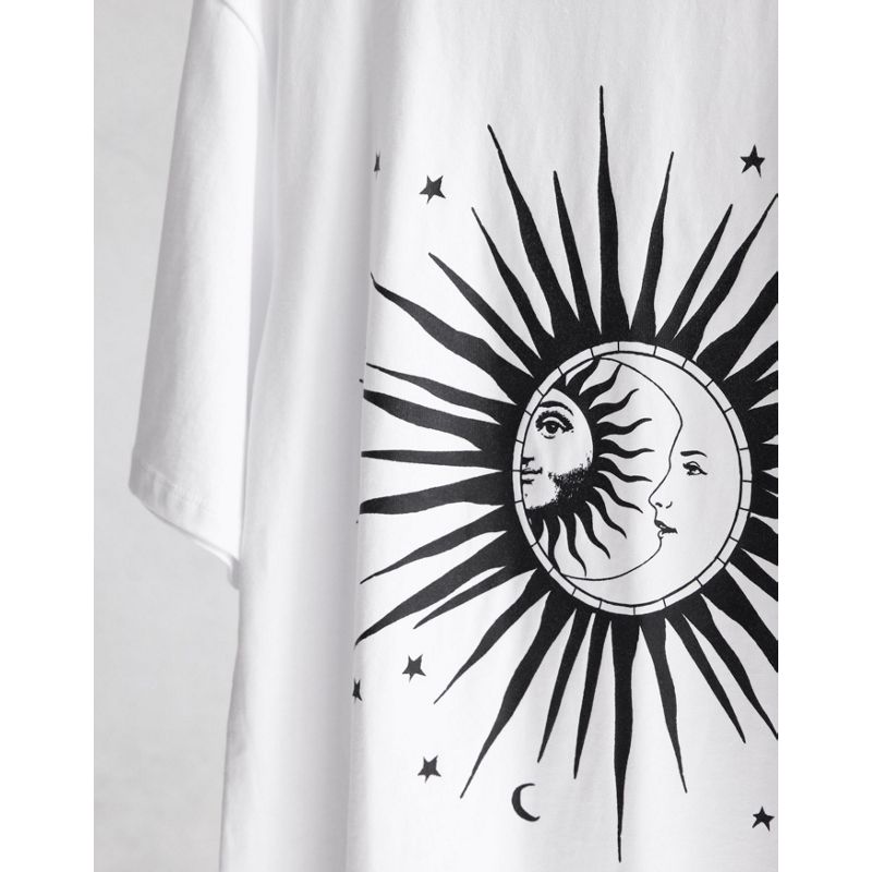 Donna R2ImC NA-KD - T-shirt bianca con stampa con sole e luna