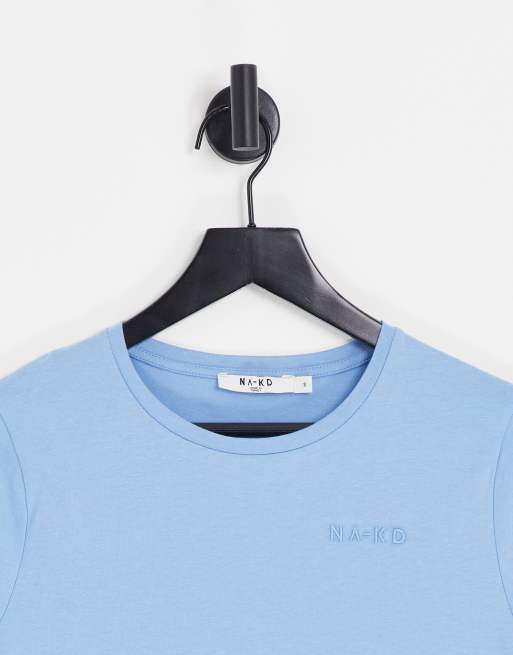 NA KD T shirt blu polvere in cotone con logo stampato ASOS