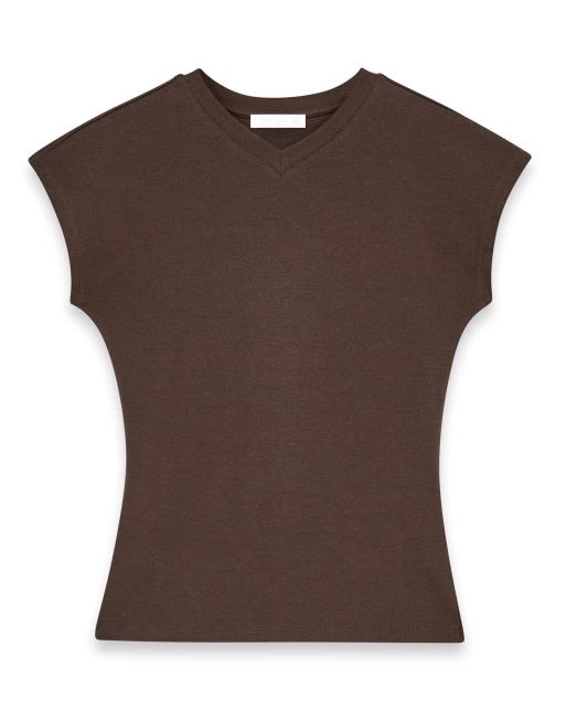 NA-KD t-shirt col V marron, 4 de 5