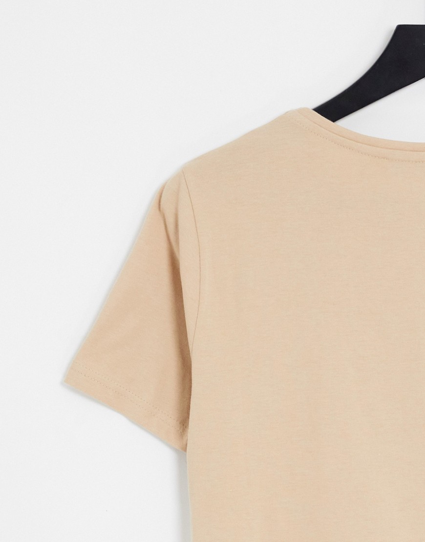 T-shirt oversize in cotone beige con stampa del logo - BEIGE-Neutro - NA-KD T-shirt donna  - immagine2