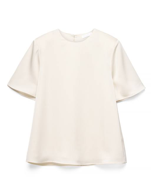 NA-KD t-shirt satiné à épaulettes crème, 5 de 5