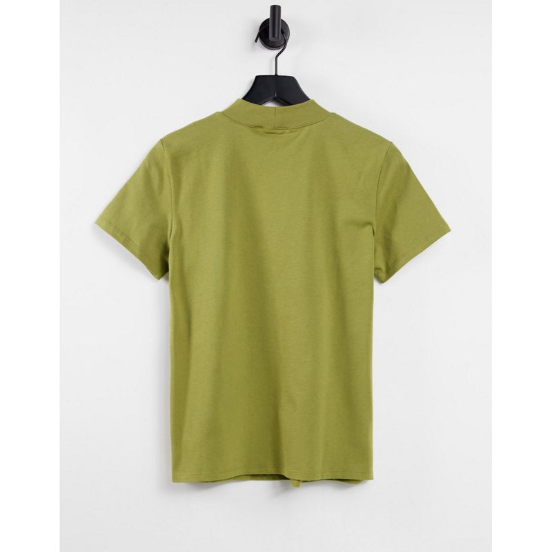 Donna T-shirt e Canotte NA-KD - T-shirt verde oliva accollata