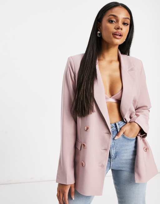 NA-KD tailored double breasted blazer in pink