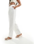 [NA-KD] NA-KD tailored linen pants in white (part of a set) 44 White