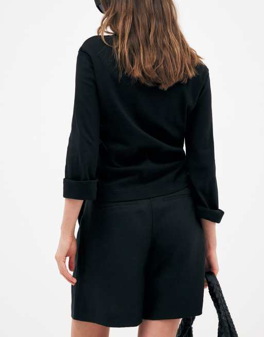 NA-KD Tailored linen shorts in black, 4 of 5
