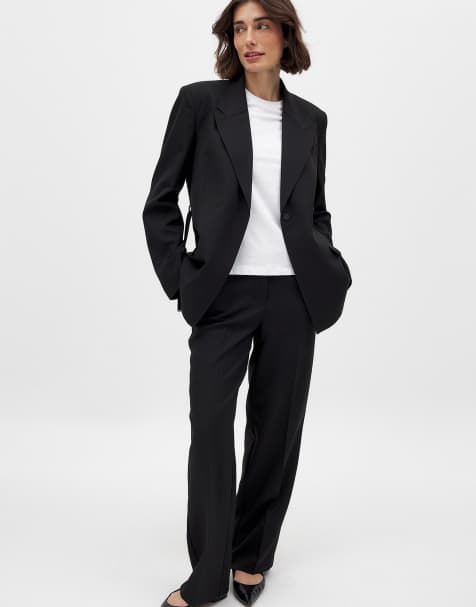 NA-KD Tailored mid waist suit trouser in black - view 1