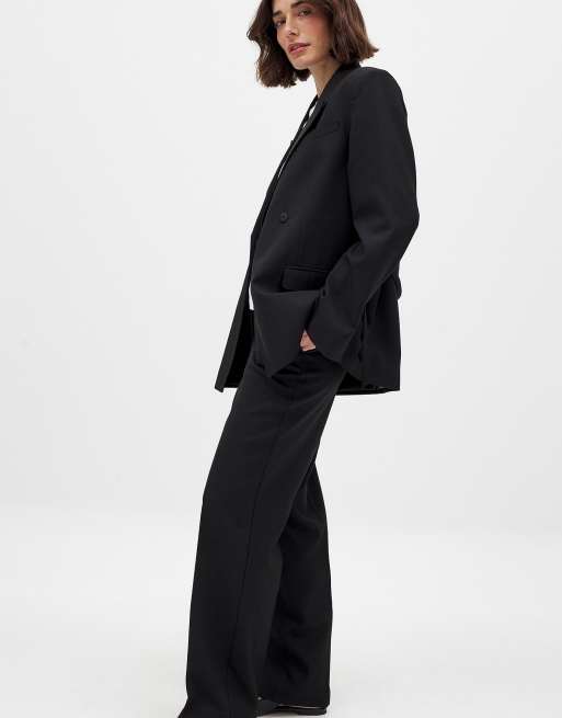NA-KD Tailored mid waist suit trouser in black, 3 of 5