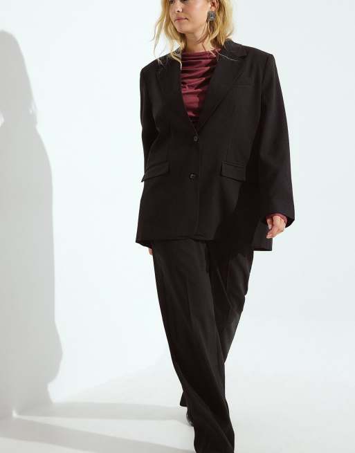 NA-KD Tailored mid waist suit trouser in black, 4 of 5