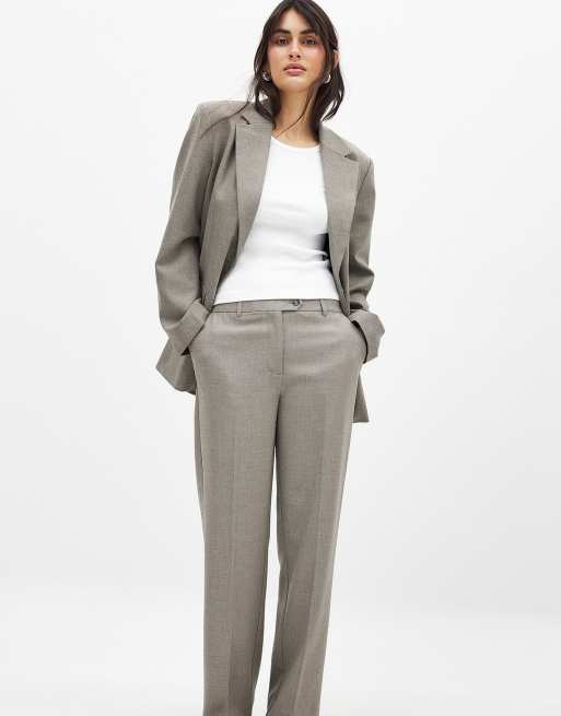 NA-KD Tailored mid waist suit trouser in greige, 2 of 5