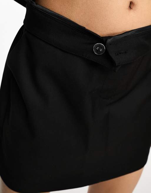 NA-KD tailored mini skirt with flipped waist band in black, 3 of 4
