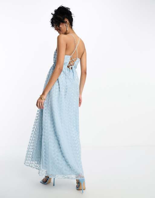 ASOS Edition eyelet cami maxi dress with ruched waist in sage