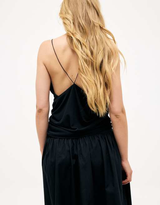 NA-KD Thin strap singlet in black, 2 of 5