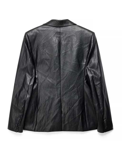 NA-KD Three button regular pu blazer in black, 5 of 5