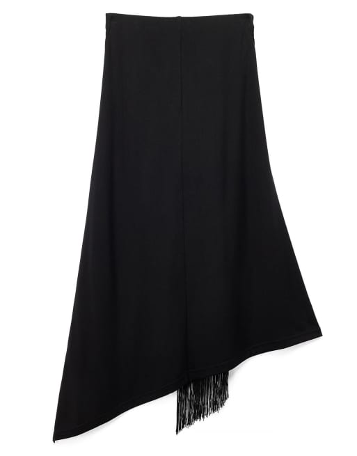 NA-KD Tie fringe slanted modal skirt in black, 5 of 5