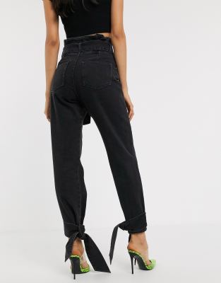 black paperbag waist jeans