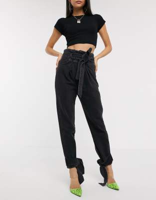 black tie waist jeans