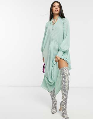 mint green pleated dress