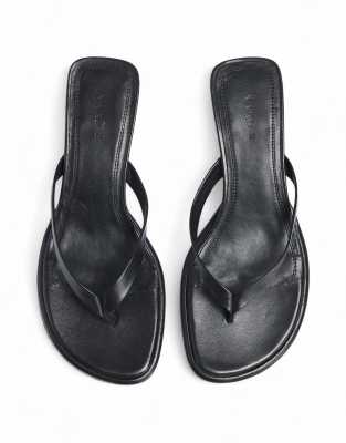 NA-KD - Tongs en cuir à talon - Noir 38